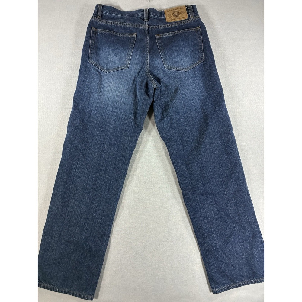 2008 Eddie Bauer Flannel Lined Denim Jeans Men's 32x32 medium wash Relaxed Fit